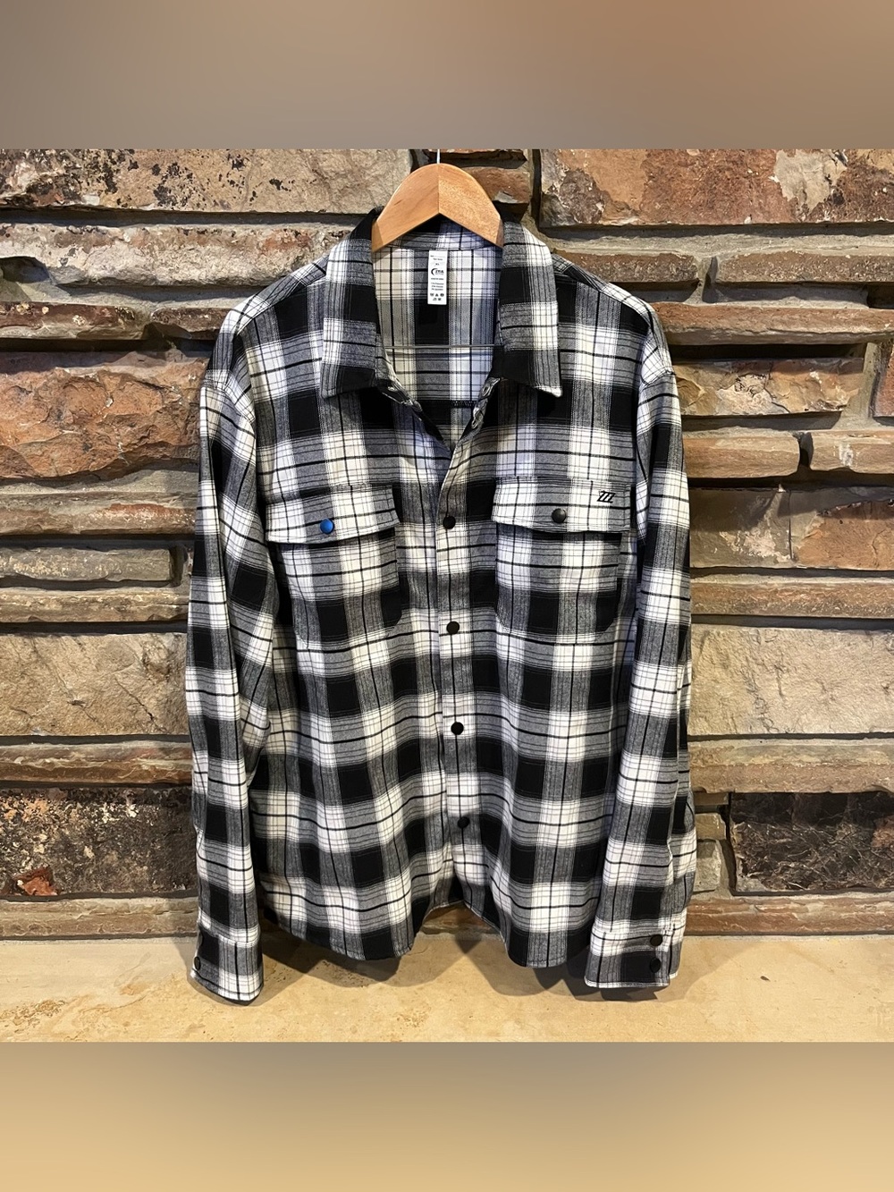 ZYIA Black & White Plaid Button-Down Shirt